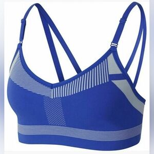 Nike Flyknit Indy Medium Support Sports Bra Blue & White Graphic Print Size M